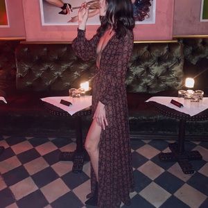 Plunging Maxi Wrap Dress